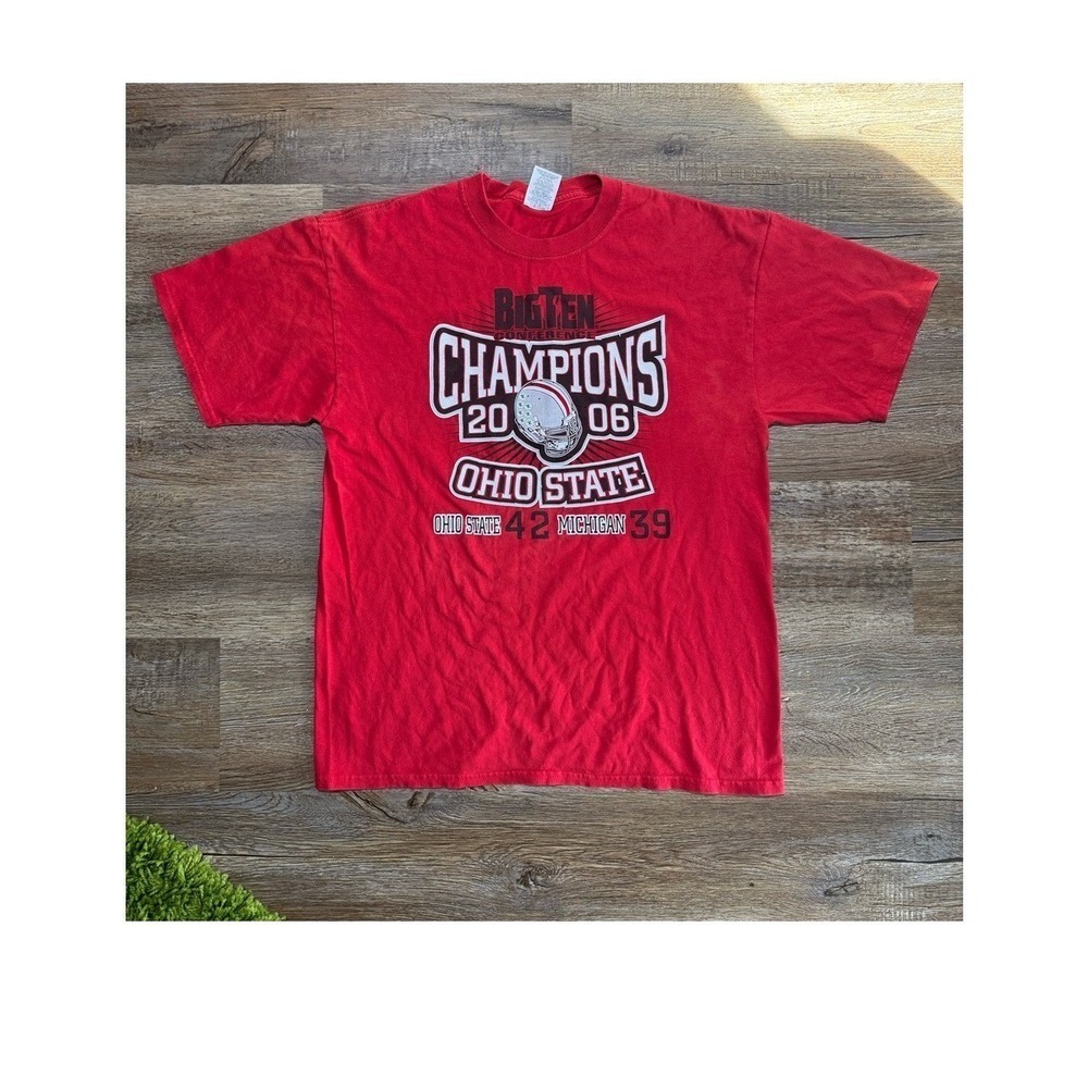 Jerzees Ohio State 2006 Big Ten Champions T Shirt Mens L Red Michigan